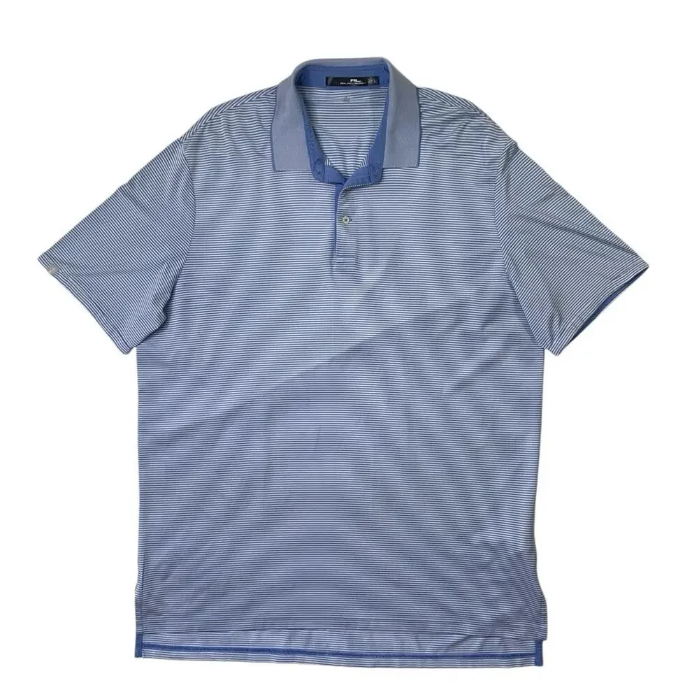 RLX Ralph Lauren Polo Shirt Mens L Large Evening Wicking Stretch Striped Golf